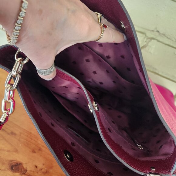 Kate Spade Aubrey Chain Magenta Leather Shoulder Bag - Picture 14 of 14